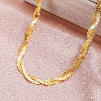 XINYIXIN 316 Stainless Steel 2 Layered Flat Blade Snake Chain Necklace For Women 2022 New Trendy Luxury Choker Neck Punk Jewelry