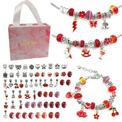 1set Jewerly Making Kit Charm Bracelet Necklaces Present  Alloy Beads Set DIY Child Bracelet With Package Bag