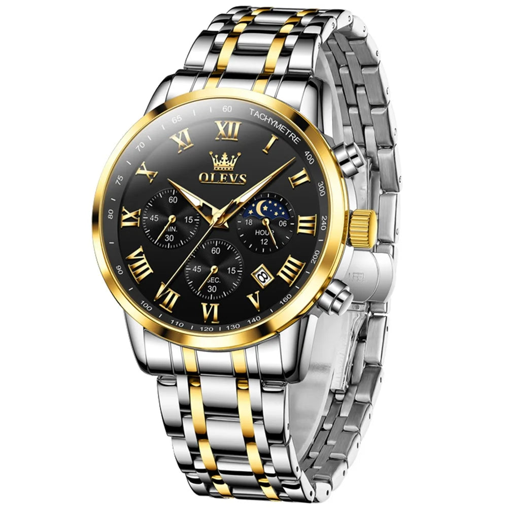 OLEVS Original High Quality Luxury Watch for Men Quartz Waterproof Luminous Stainless Steel Classic Male Wristwatch Man Gift