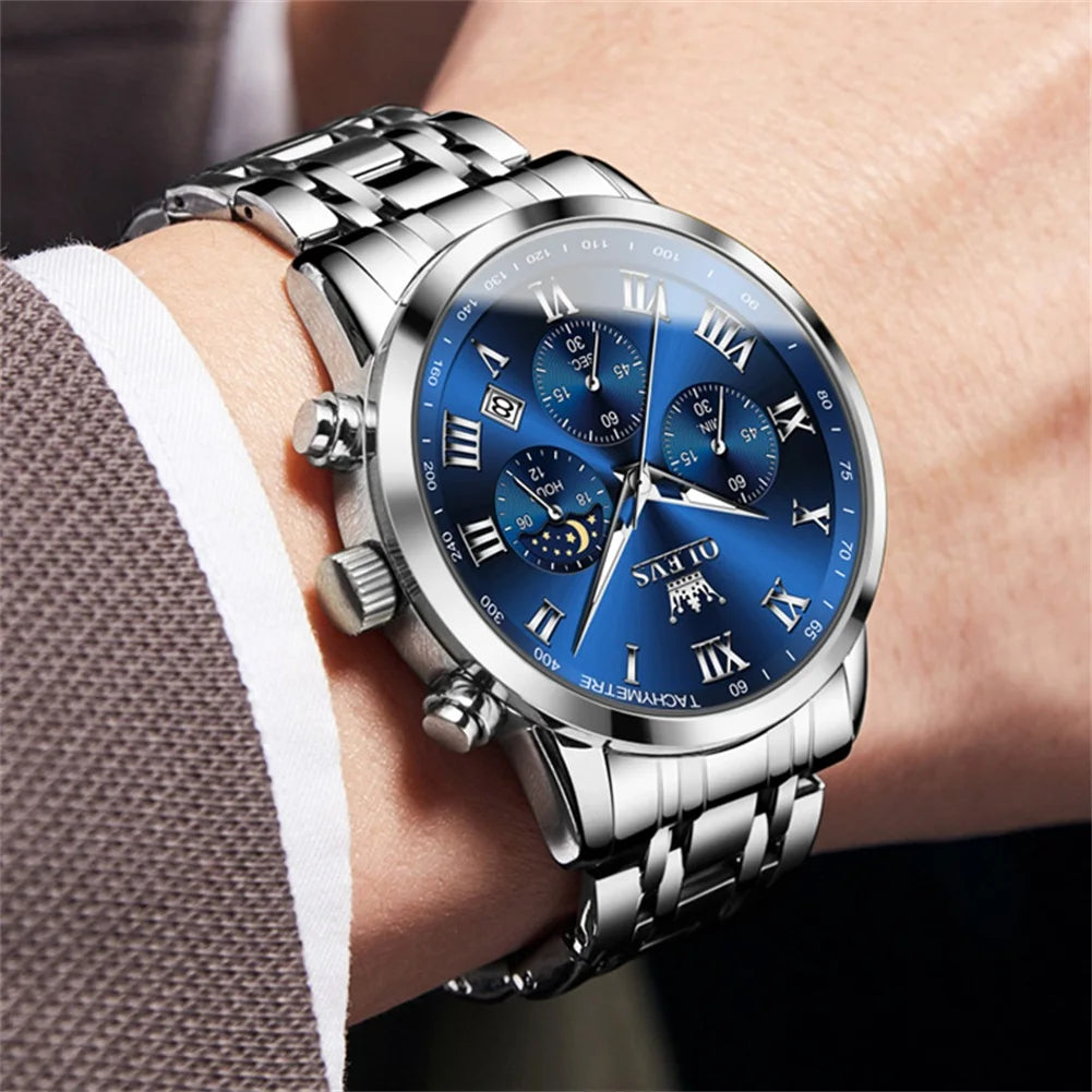 OLEVS Original High Quality Luxury Watch for Men Quartz Waterproof Luminous Stainless Steel Classic Male Wristwatch Man Gift