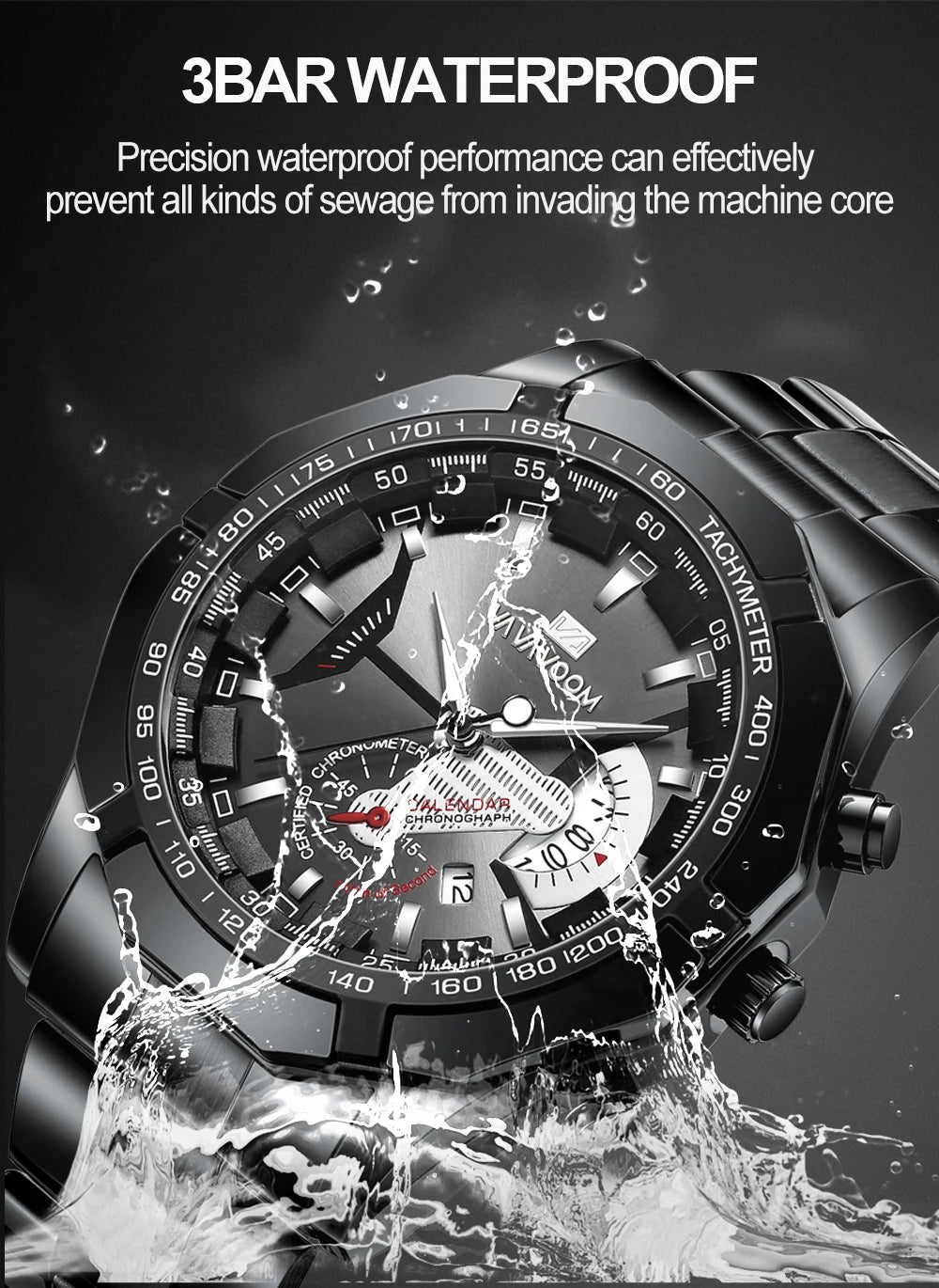 Waterproof quartz 238 men's watch, black sports watch, luxurious and fashionable, top brand, casual, travel, best-selling, 2024