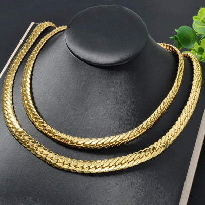 Fashion luxury Italy 750 18k gold plated Copper Link Snake Chain Necklace For Man Jewelry Women Neck Accessories Party Gift