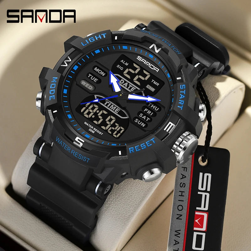 Shanda 6176 best-selling electronic watch alarm clock waterproof multifunctional watch fashionable and trendy electronic watch