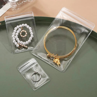 Transparent PVC Jewelry Organizer Package Bags Clear Anti-Oxidation Bag Earring Necklace Storage Holder Self Sealing Pouch