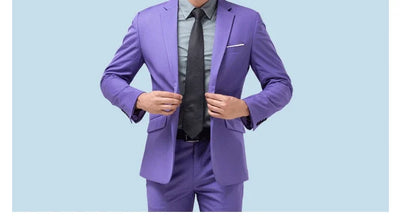 ( Jackets + Pants ) Blazer Trousers Fashion Solid Color Men's Casual Official Office Business Suit Bride's Wedding Dress Party