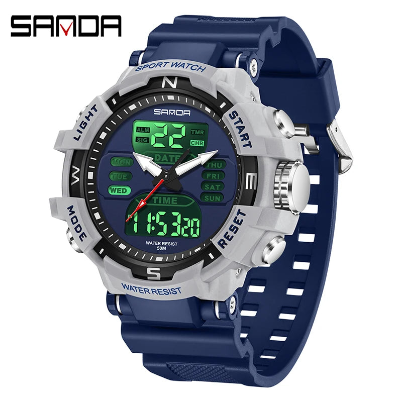 Shanda 6176 best-selling electronic watch alarm clock waterproof multifunctional watch fashionable and trendy electronic watch