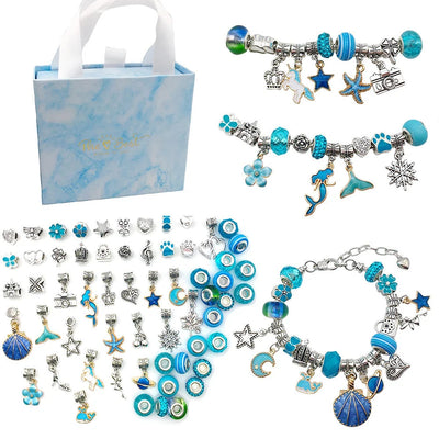 1set Jewerly Making Kit Charm Bracelet Necklaces Present  Alloy Beads Set DIY Child Bracelet With Package Bag