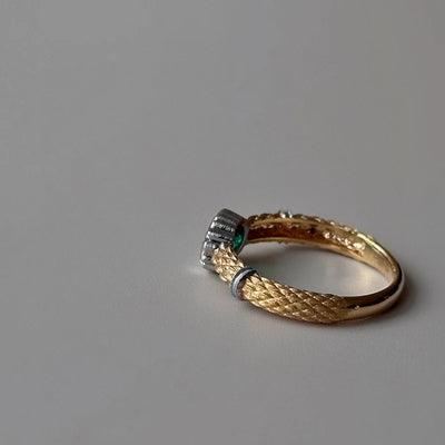 Aazuo Ins Real Solid 18K Yellow Gold Real Diamonds Natural Emerald 0.46 Rings Gifted for Women  Au750