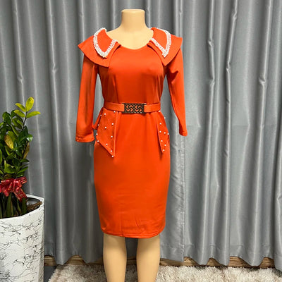 Summer African Dresses For Women 2024 Luxury Beading Sexy Slit High Waist Bodycon Tunics Mini Pencil Dress Femme Nigeria Clothes