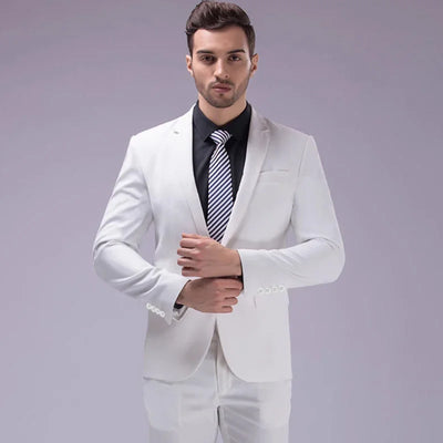 ( Jackets + Pants ) Blazer Trousers Fashion Solid Color Men's Casual Official Office Business Suit Bride's Wedding Dress Party