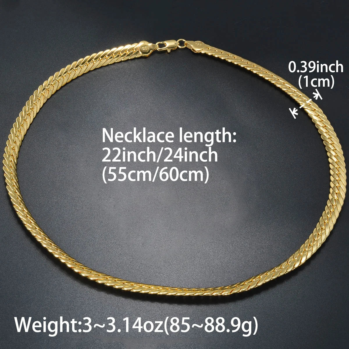 Fashion luxury Italy 750 18k gold plated Copper Link Snake Chain Necklace For Man Jewelry Women Neck Accessories Party Gift