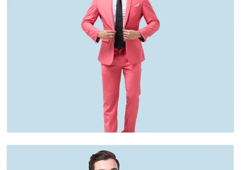 ( Jackets + Pants ) Blazer Trousers Fashion Solid Color Men's Casual Official Office Business Suit Bride's Wedding Dress Party