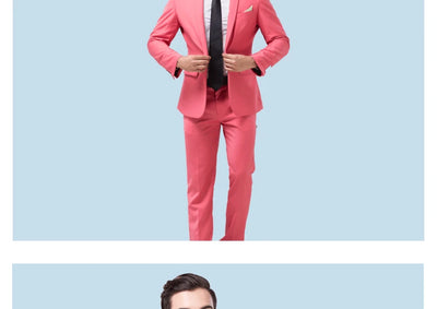 ( Jackets + Pants ) Blazer Trousers Fashion Solid Color Men's Casual Official Office Business Suit Bride's Wedding Dress Party