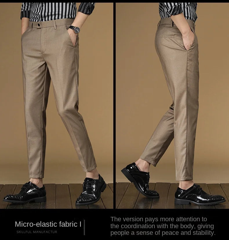 Summer Suit Pants Men Red Black Khaki Flat Formal Office Wear Smart Business Official Mens Dress Trousers for men Clothing 2022