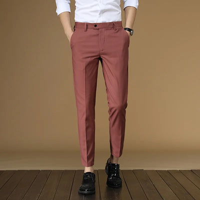 Summer Suit Pants Men Red Black Khaki Flat Formal Office Wear Smart Business Official Mens Dress Trousers for men Clothing 2022