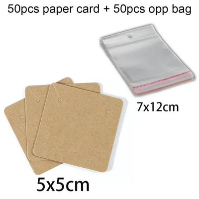 100pcs/Lot Earrings Necklaces Display Card Cardboard Jewelry Earring Package Packaging Cardboard Hang Tag Card Paper Opp Bag Set