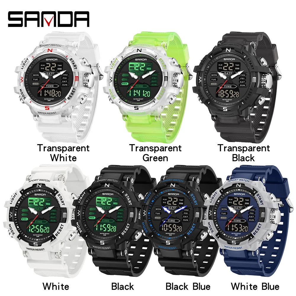 Shanda 6176 best-selling electronic watch alarm clock waterproof multifunctional watch fashionable and trendy electronic watch