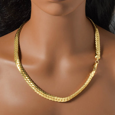 Fashion luxury Italy 750 18k gold plated Copper Link Snake Chain Necklace For Man Jewelry Women Neck Accessories Party Gift