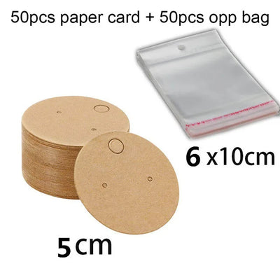 100pcs/Lot Earrings Necklaces Display Card Cardboard Jewelry Earring Package Packaging Cardboard Hang Tag Card Paper Opp Bag Set