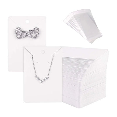 100pcs/Lot Earrings Necklaces Display Card Cardboard Jewelry Earring Package Packaging Cardboard Hang Tag Card Paper Opp Bag Set