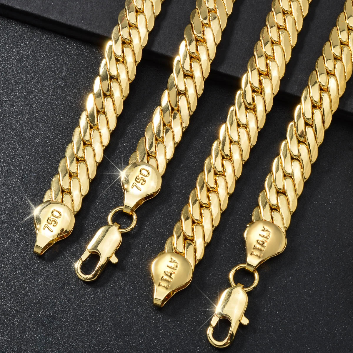 Fashion luxury Italy 750 18k gold plated Copper Link Snake Chain Necklace For Man Jewelry Women Neck Accessories Party Gift